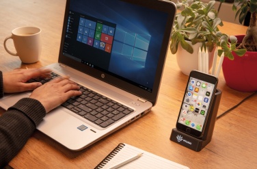 Logo trade promotional items picture of: Light up logo 5W wireless charging pen holder