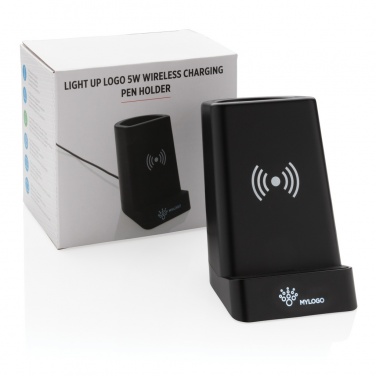 Logotrade corporate gift image of: Light up logo 5W wireless charging pen holder