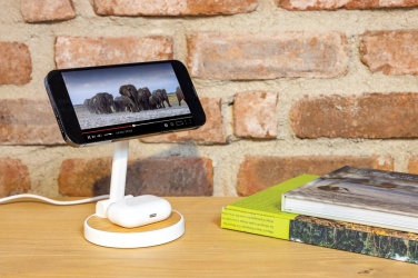 Logo trade promotional items image of: Ontario RCS rplastic 15W magnetic charging 2 in 1 stand