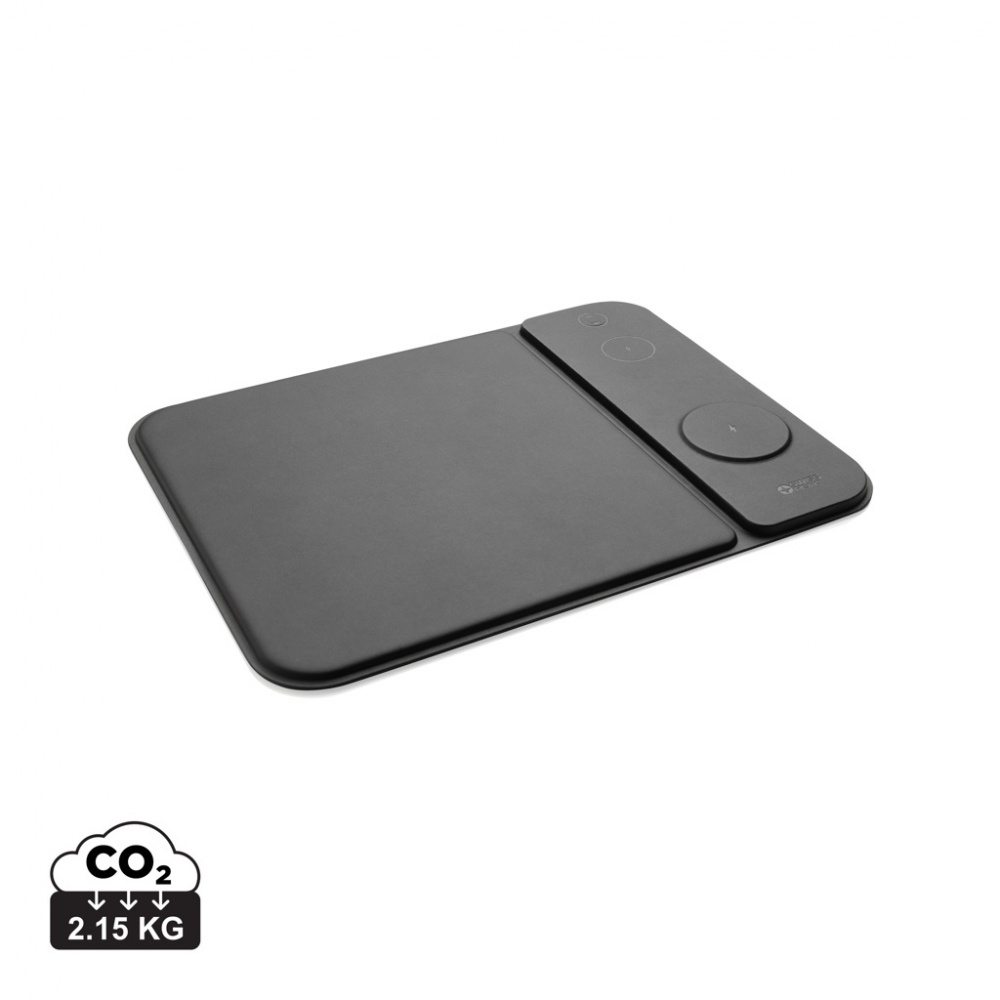 Logo trade promotional merchandise image of: Swiss peak RCS recycled PU 15W 3 in 1 charging mousepad