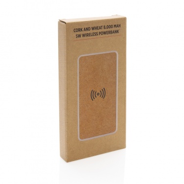 Logo trade promotional item photo of: Cork and Wheat Straw 8.000 mAh 5W wireless powerbank