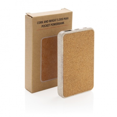 Logo trade corporate gifts image of: Cork and Wheat 5.000 mAh pocket powerbank
