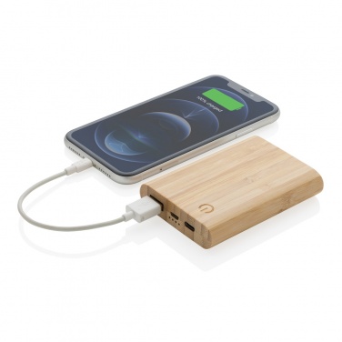Logo trade promotional products image of: Bamboo 5.000 mAh powerbank