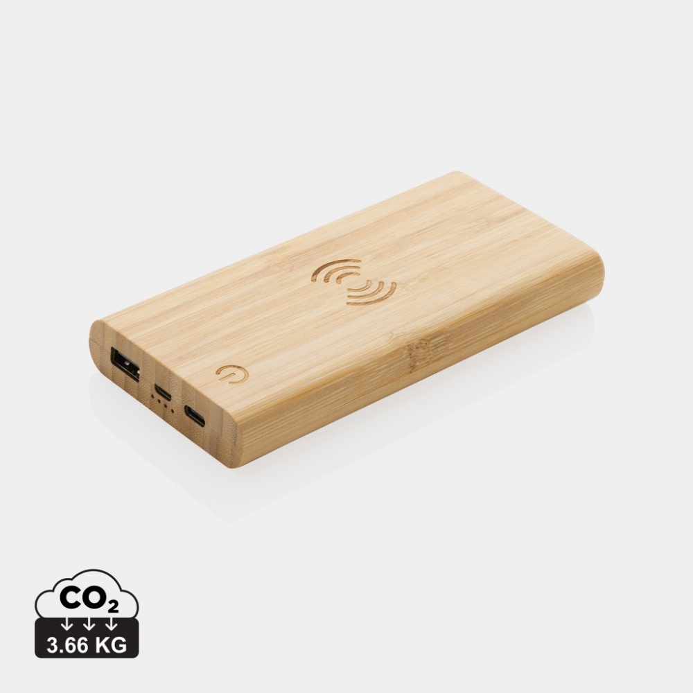 Logotrade promotional product picture of: Bamboo 8.000 mAh 5W wireless powerbank