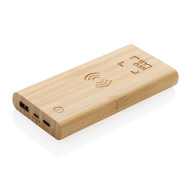 Logo trade promotional giveaways image of: Bamboo 8.000 mAh 5W wireless powerbank