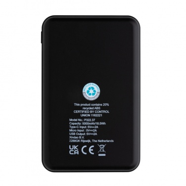 Logotrade promotional merchandise picture of: RCS recycled plastic 5.000 mAh Powerbank