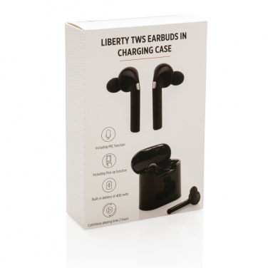 Logotrade promotional giveaway image of: Liberty wireless earbuds in charging case