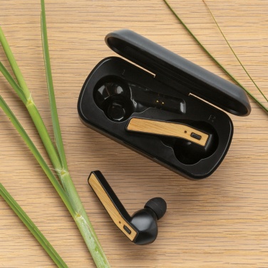 Logotrade business gift image of: Bamboo Free Flow TWS earbuds in case
