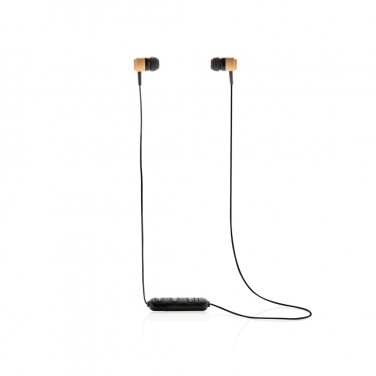 Logo trade promotional merchandise image of: Bamboo wireless earbuds