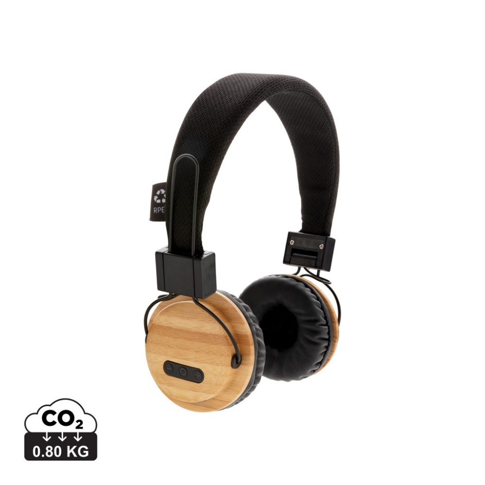 Logo trade promotional gifts picture of: Bamboo wireless headphone