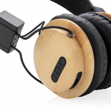 Logo trade promotional products picture of: Bamboo wireless headphone