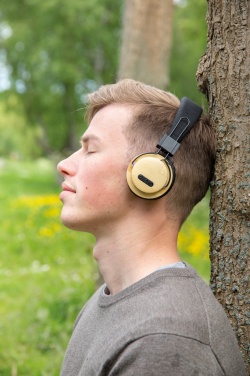 Logo trade promotional gift photo of: Bamboo wireless headphone