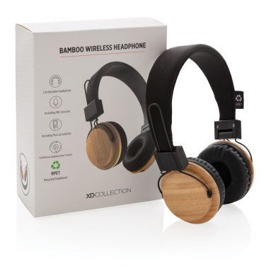 Logotrade promotional product image of: Bamboo wireless headphone
