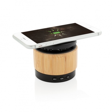 Logotrade advertising product image of: Bamboo wireless charger speaker