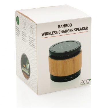 Logo trade promotional gift photo of: Bamboo wireless charger speaker