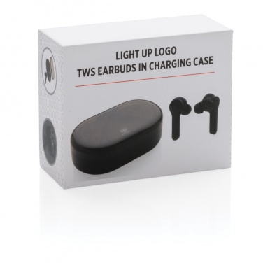 Logo trade promotional merchandise image of: Light up logo TWS earbuds in charging case