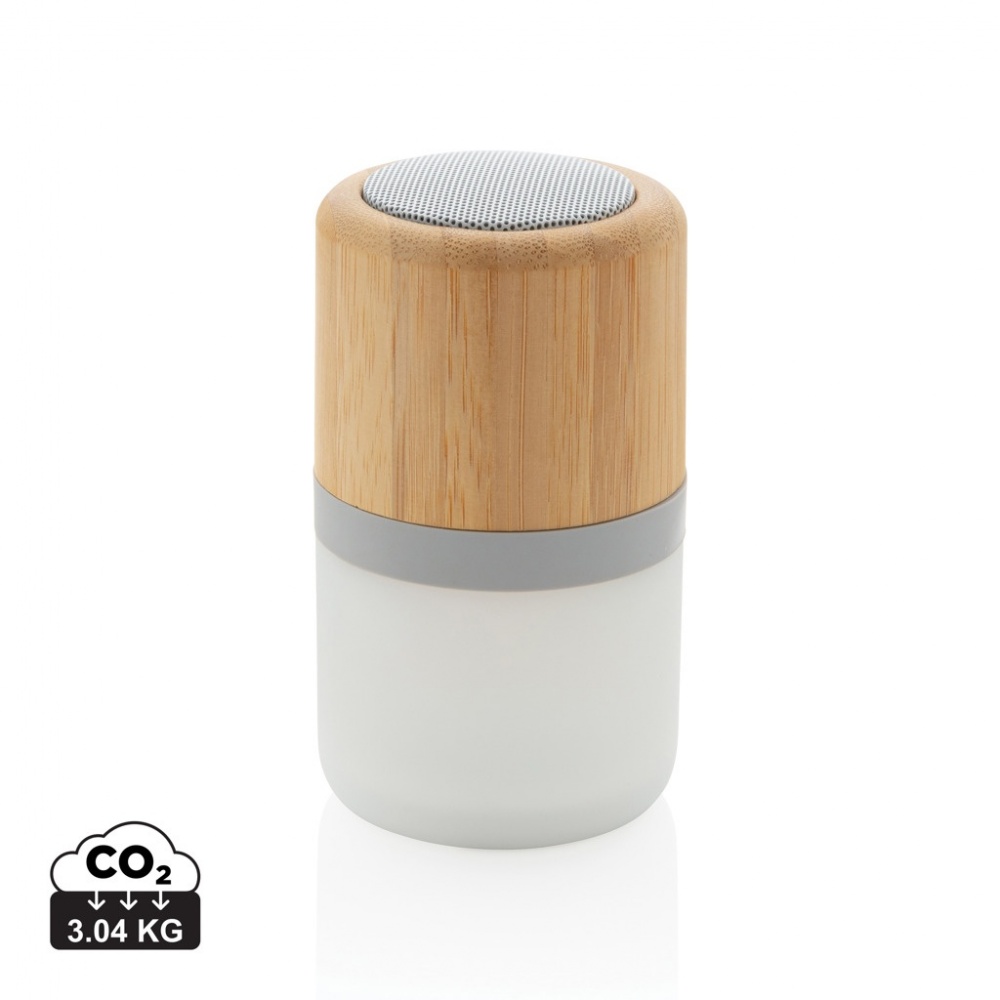 Logo trade promotional merchandise image of: Bamboo colour changing 3W speaker light