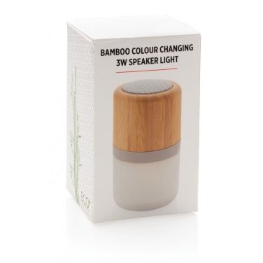 Logo trade business gift photo of: Bamboo colour changing 3W speaker light