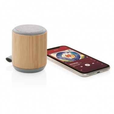 Logo trade promotional merchandise picture of: Bamboo and fabric 3W wireless speaker
