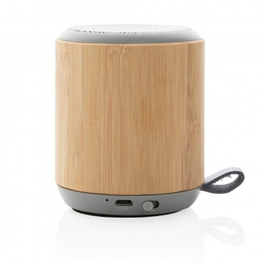 Logo trade promotional products image of: Bamboo and fabric 3W wireless speaker