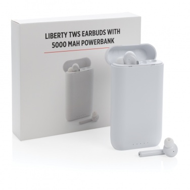 Logotrade promotional merchandise image of: Liberty TWS earbuds with 5.000 mAh powerbank