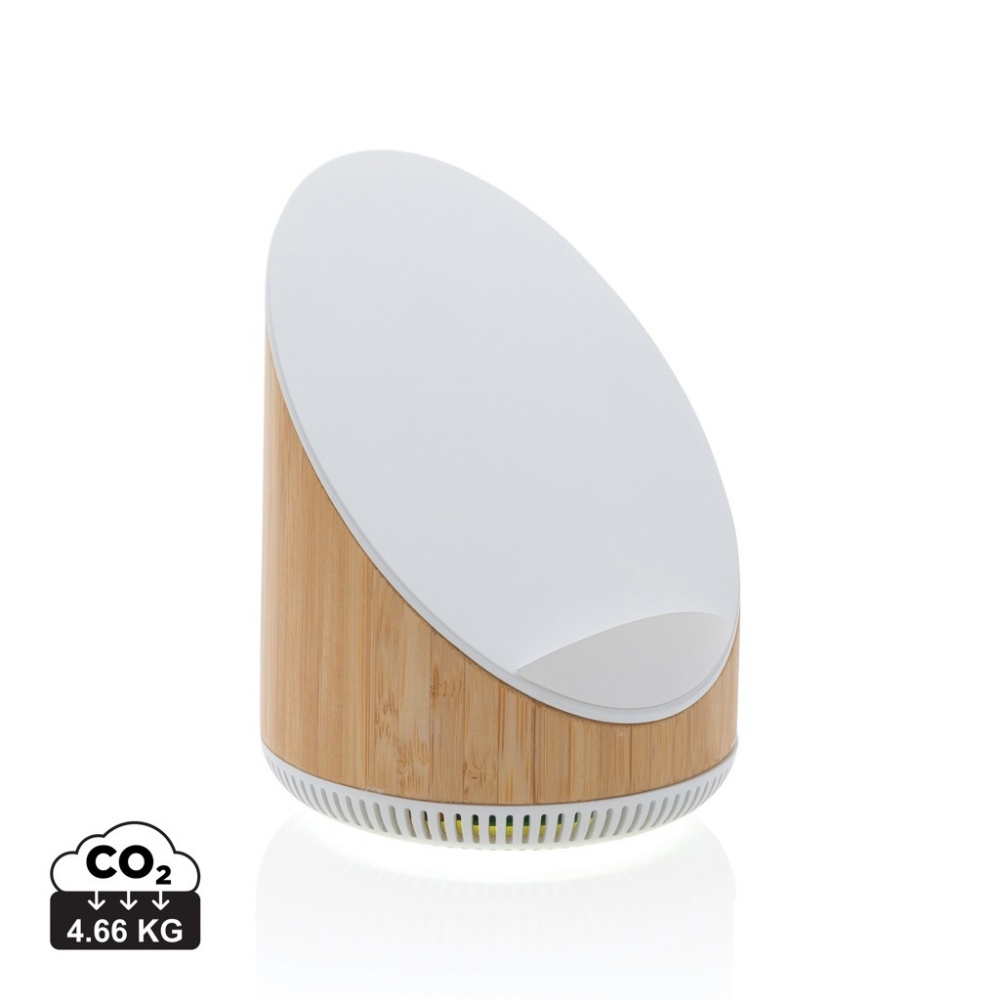 Logo trade advertising products image of: Ovate bamboo 5W speaker with 15W wireless charger
