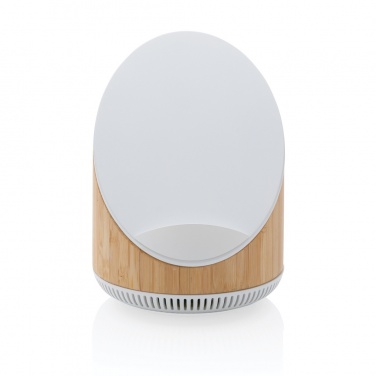 Logo trade promotional giveaway photo of: Ovate bamboo 5W speaker with 15W wireless charger