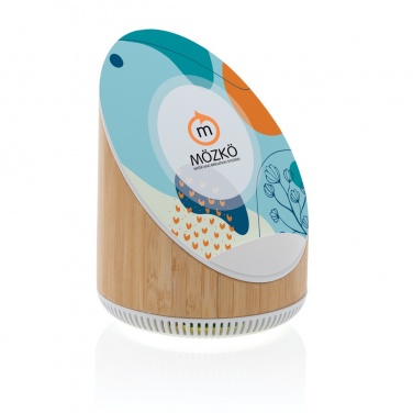 Logo trade corporate gifts picture of: Ovate bamboo 5W speaker with 15W wireless charger