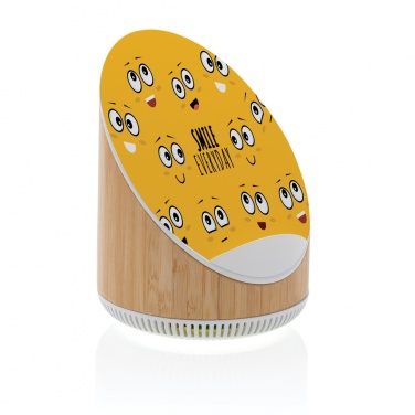 Logo trade business gift photo of: Ovate bamboo 5W speaker with 15W wireless charger