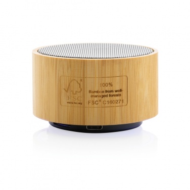 Logo trade corporate gifts picture of: RCS recycled plastic and bamboo 3W wireless speaker