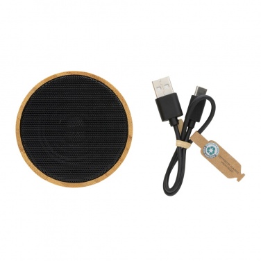 Logotrade promotional products photo of: RCS recycled plastic and bamboo 3W wireless speaker