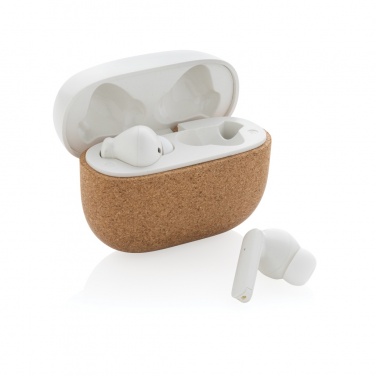 Logo trade corporate gift photo of: Oregon RCS recycled plastic and cork TWS earbuds