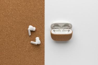 Logo trade promotional products picture of: Oregon RCS recycled plastic and cork TWS earbuds