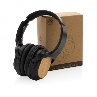 Logotrade promotional gift image of: RCS and bamboo Elite Foldable wireless headphone