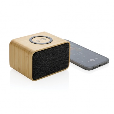 Logo trade promotional merchandise image of: RCS Rplastic 3W speaker with bamboo 5W wireless
