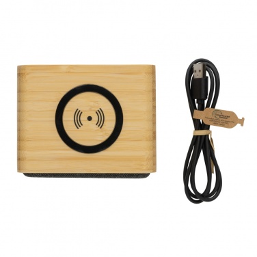 Logo trade promotional gifts picture of: RCS Rplastic 3W speaker with bamboo 5W wireless