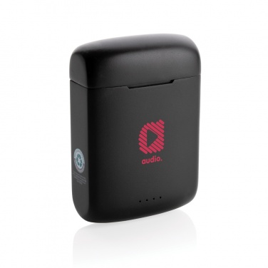 Logotrade promotional product picture of: Skywave RCS recycled plastic solar earbuds