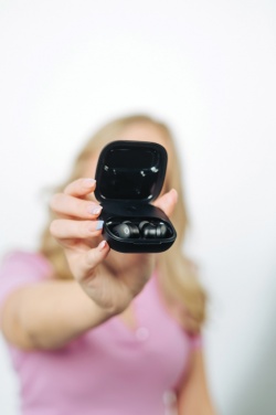 Logo trade promotional items image of: Lakewood RCS recycled and repairable wireless earbuds