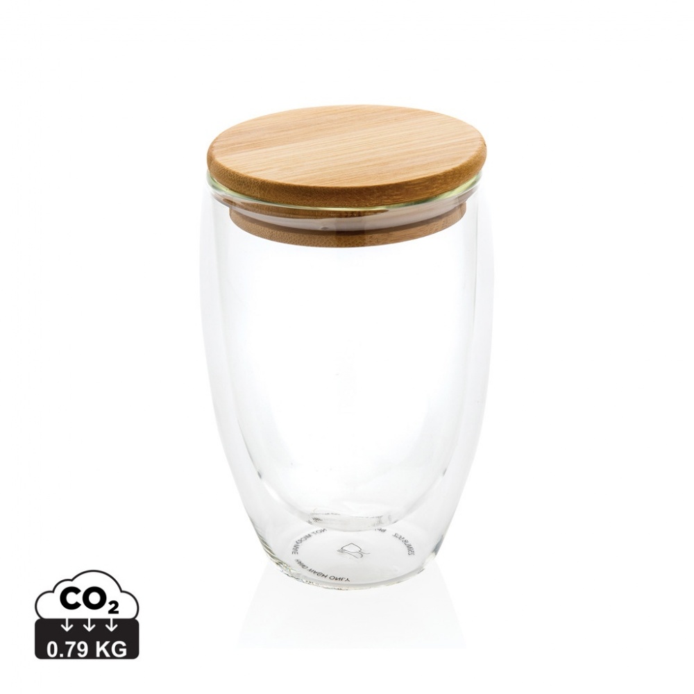 Logotrade corporate gift picture of: Double wall borosilicate glass with bamboo lid 350ml