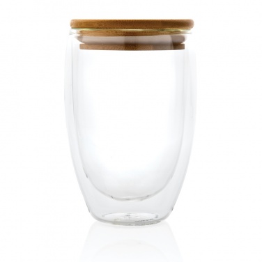 Logotrade promotional items photo of: Double wall borosilicate glass with bamboo lid 350ml