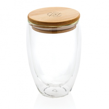 Logotrade advertising products photo of: Double wall borosilicate glass with bamboo lid 350ml