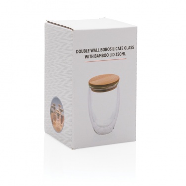 Logotrade promotional merchandise photo of: Double wall borosilicate glass with bamboo lid 350ml