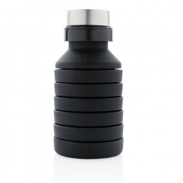 Logo trade promotional giveaways image of: Leakproof collapsible silicone bottle with lid