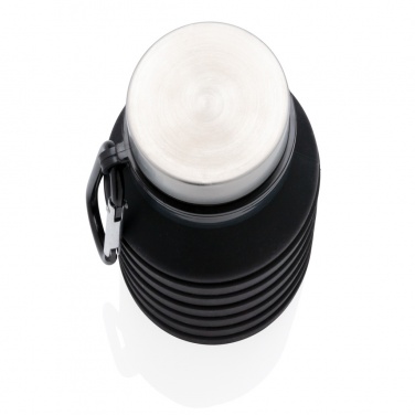 Logo trade promotional giveaways image of: Leakproof collapsible silicone bottle with lid