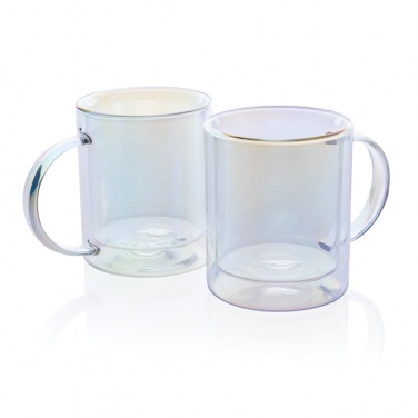 Logo trade promotional giveaways picture of: Deluxe double wall electroplated glass mug