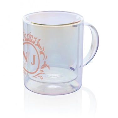 Logo trade promotional products image of: Deluxe double wall electroplated glass mug