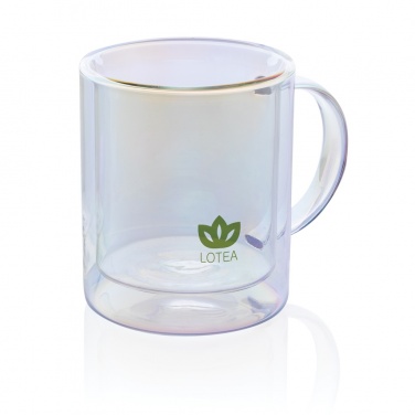 Logo trade promotional products image of: Deluxe double wall electroplated glass mug