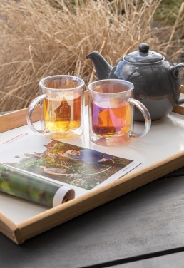 Logo trade promotional items picture of: Deluxe double wall electroplated glass mug