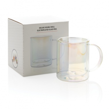 Logo trade promotional merchandise picture of: Deluxe double wall electroplated glass mug