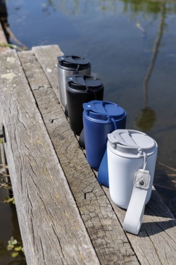 Logo trade promotional items image of: Cuppa RCS re-steel vacuum tumbler with lanyard